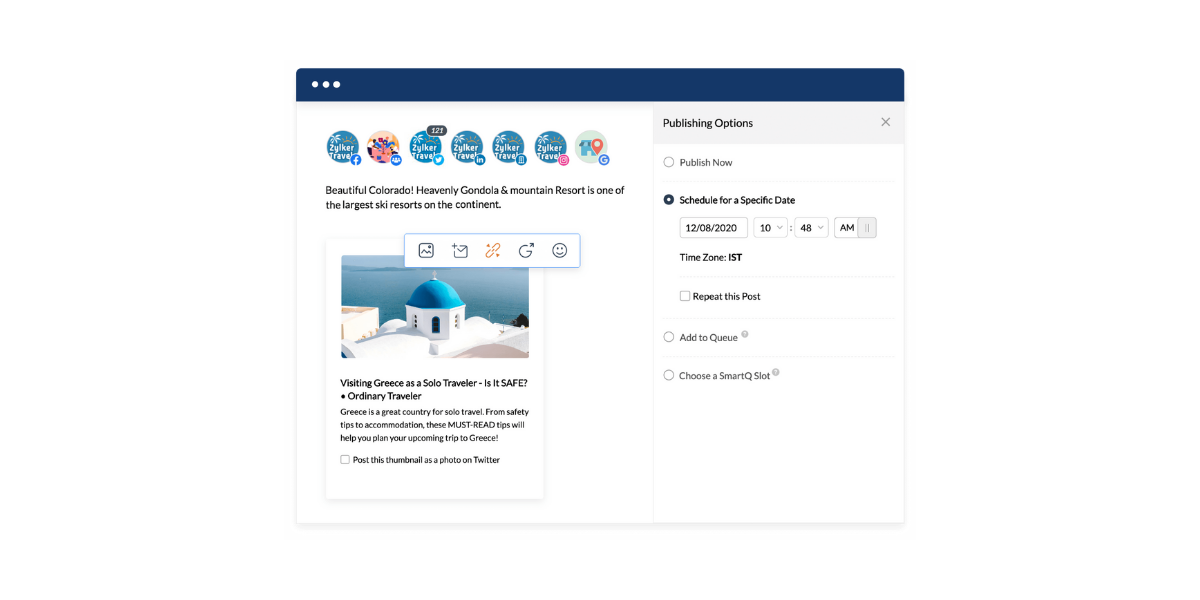 Planung von Beiträgen | Funktionen von Zoho Social