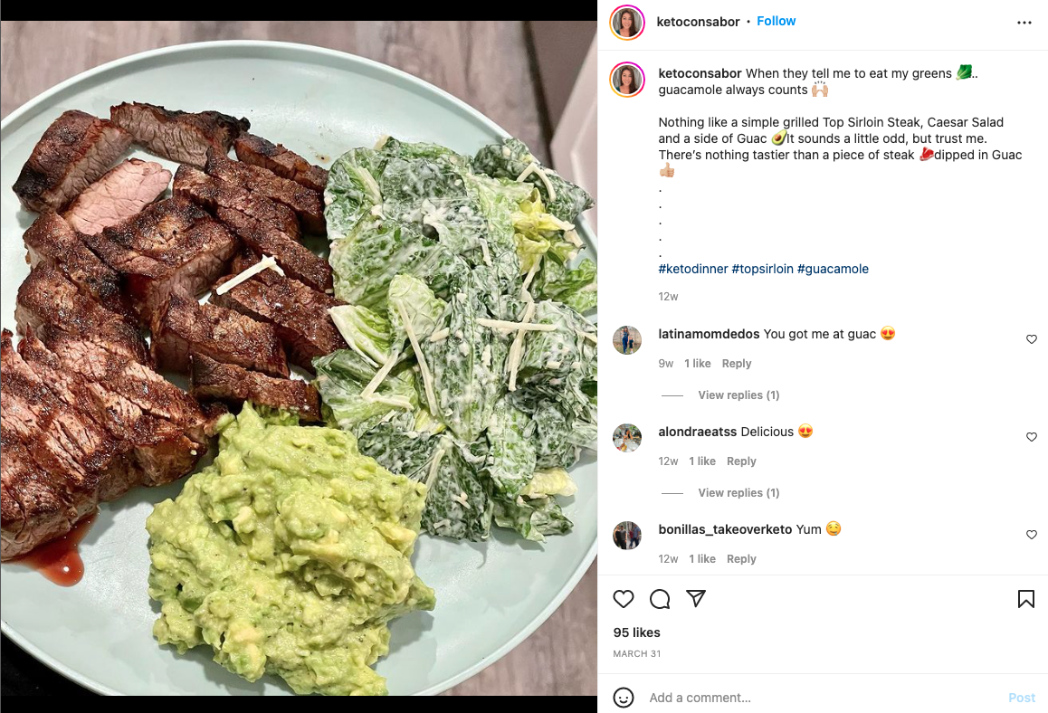 Publication Instagram de Keto Con Sabor