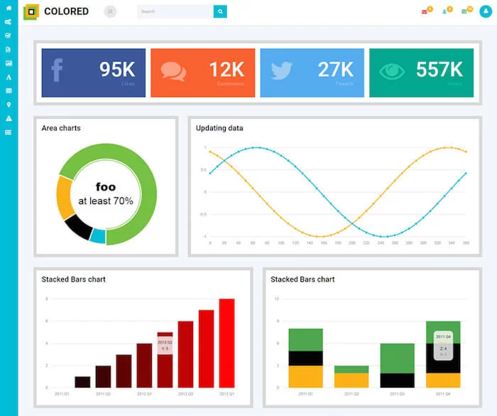 Modelo de administração de Bootstrap gratuito colorido