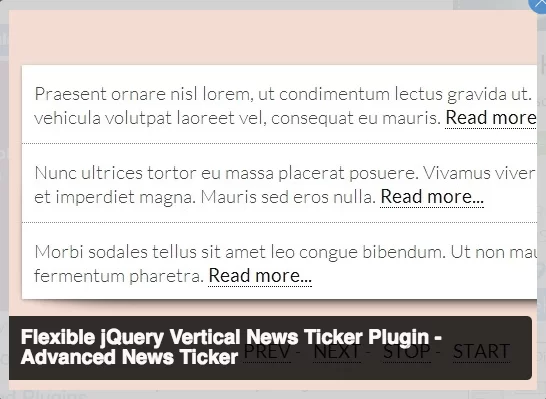 Dispositivo di scorrimento per le notizie verticali di JQuery