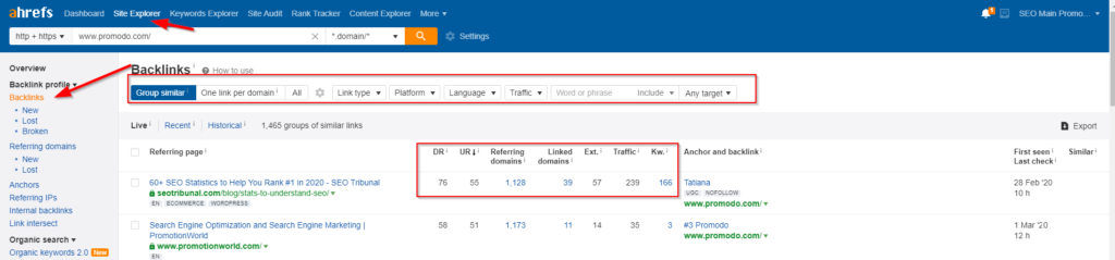 ahrefs 反向鏈接性質