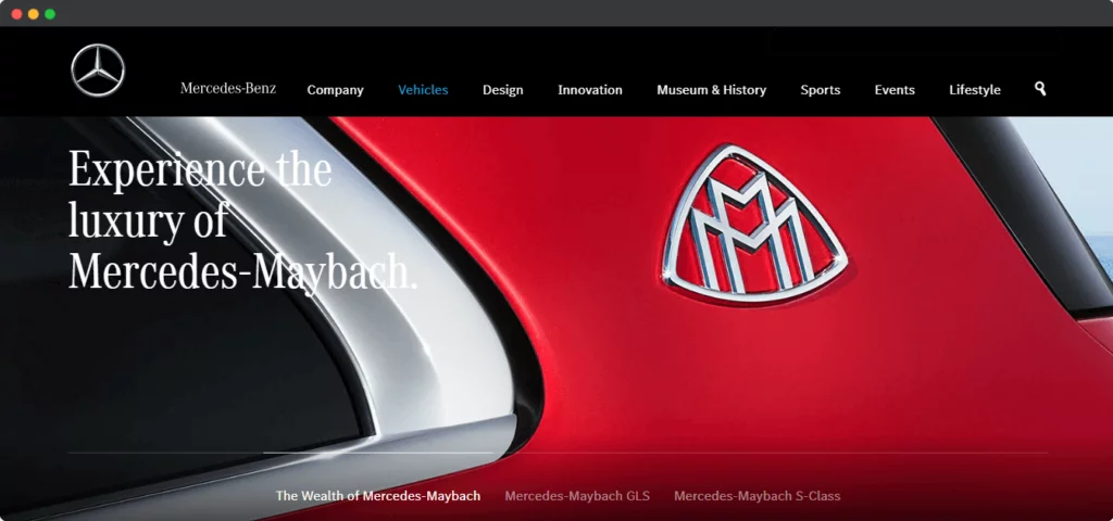 Mercedes Maybach luxury marketing angle on website example