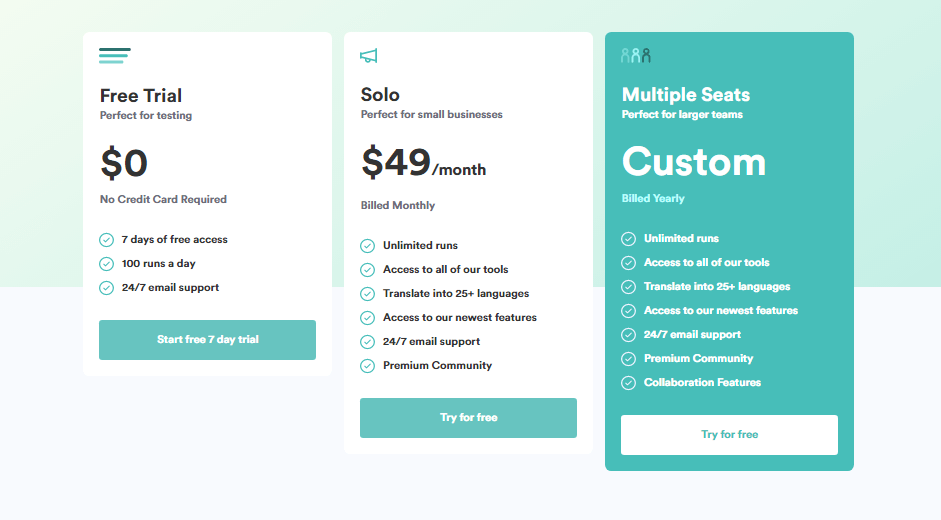 Copy AI pricing