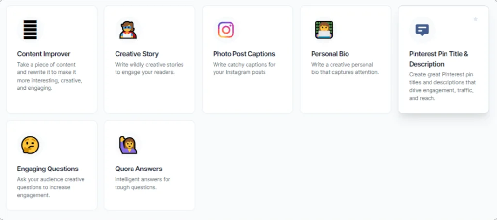 Jasper social media content templates