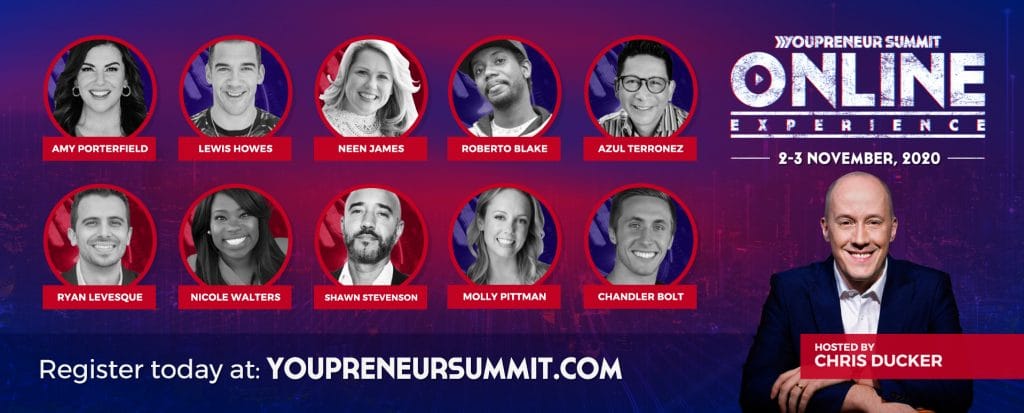 Lista de palestrantes da experiência online do Youpreneur Summit