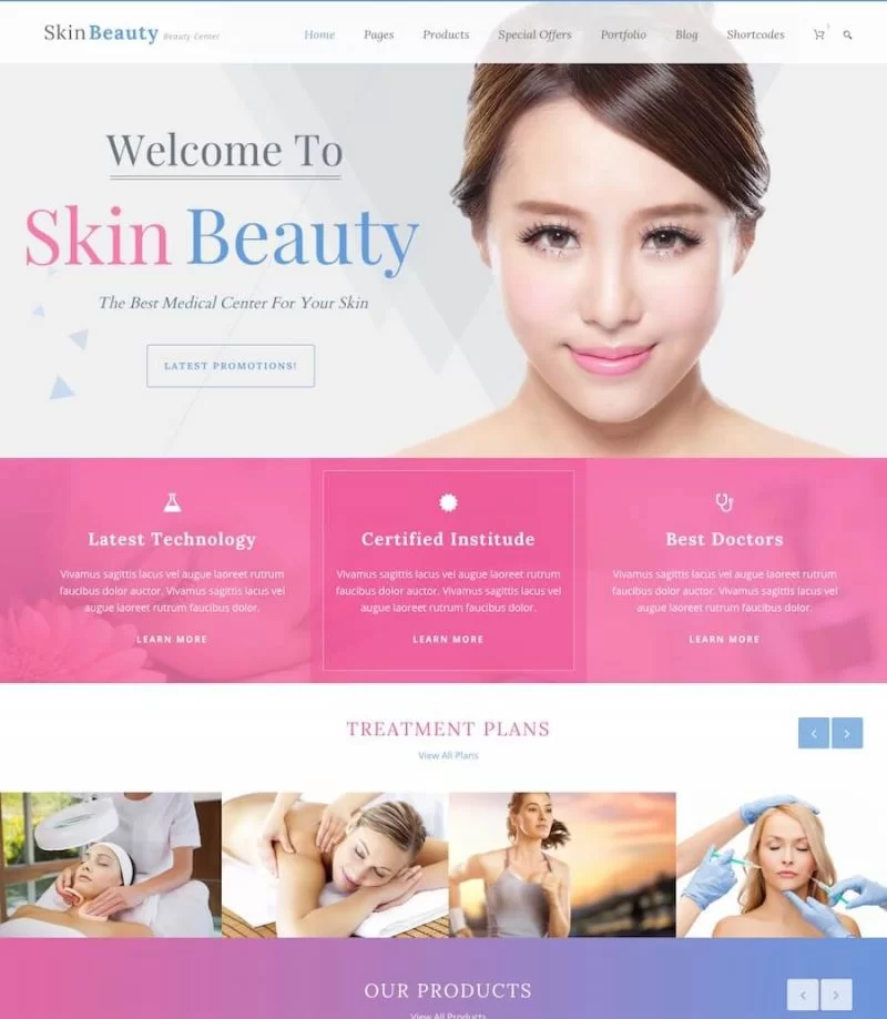 Belleza de la piel Tema de WordPress