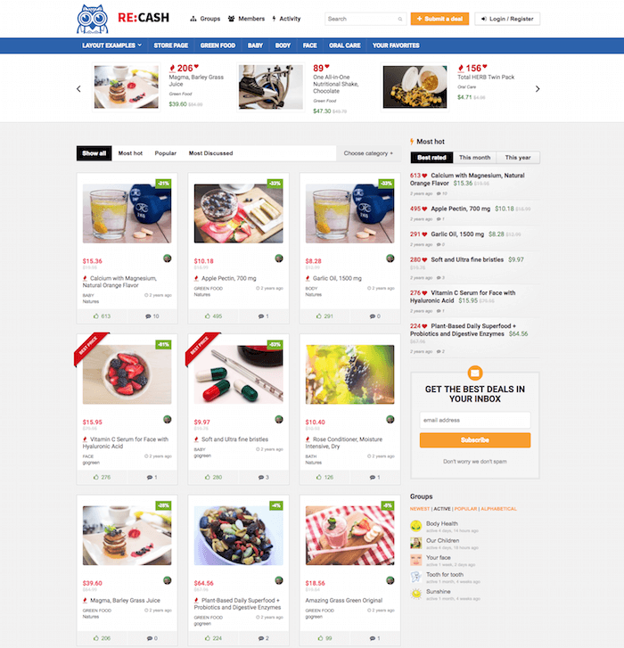 REHub 일일 거래 WordPress 테마