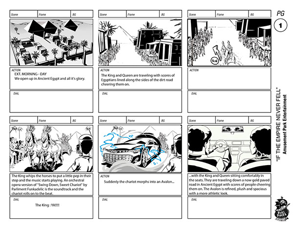 imagem de um storyboard para a Campanha Avalon da Toyota, parte do nosso guia para os profissionais de marketing trazerem leads com vídeo