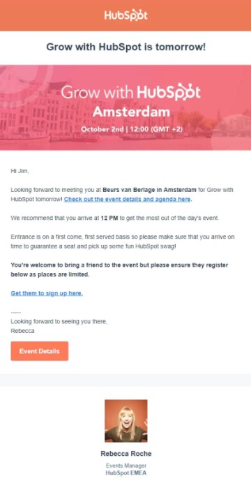 ZeroBounce HubSpot-Beispiel einer E-Mail-Kampagne, die den potenziellen Kunden auffordert, mit ihm zu wachsen.