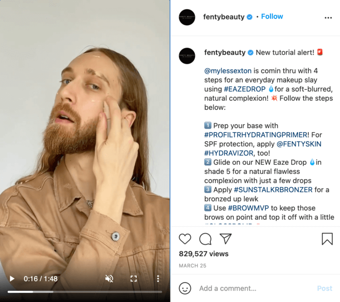 Vidéo IGTV de Fenty Beauty