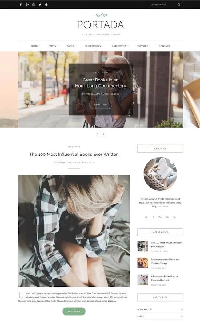 Portada Elegantes WordPress-Blogging-Theme