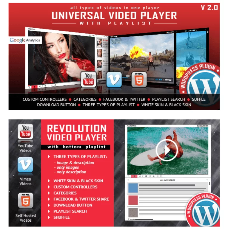 YouTube Vimeo Video Player