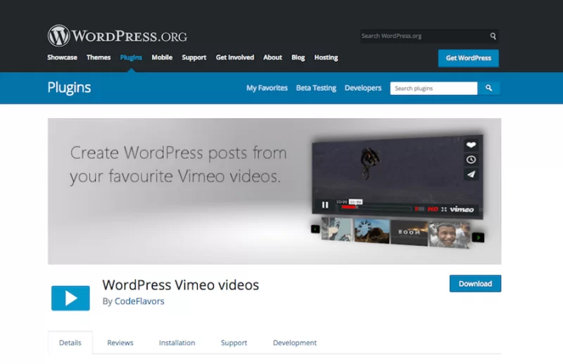 Filmy WordPress Vimeo