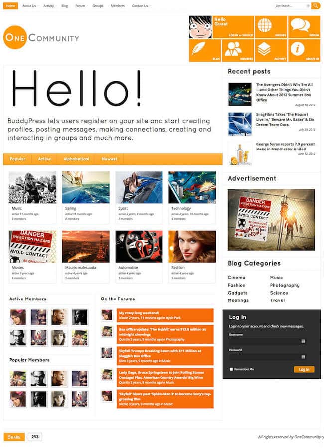 OneCommunity-BuddyPress-teması