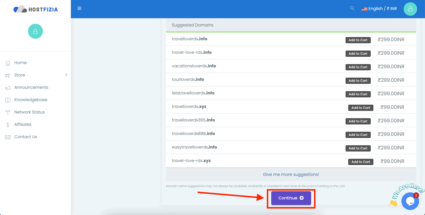 checking domain name availability with hostfizia