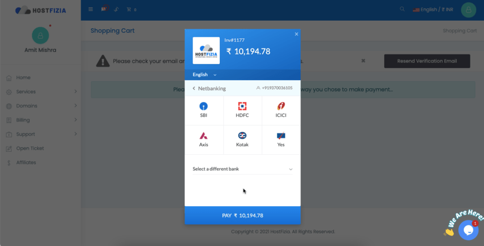 payment process of hostfizia