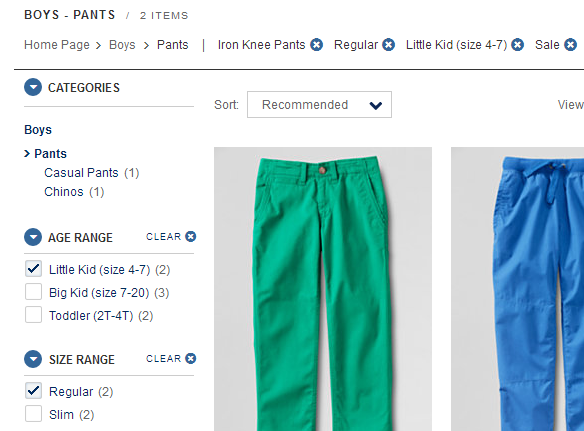 boys - What is Faceted Search and Navigation? 14 Tips & 24 Examples