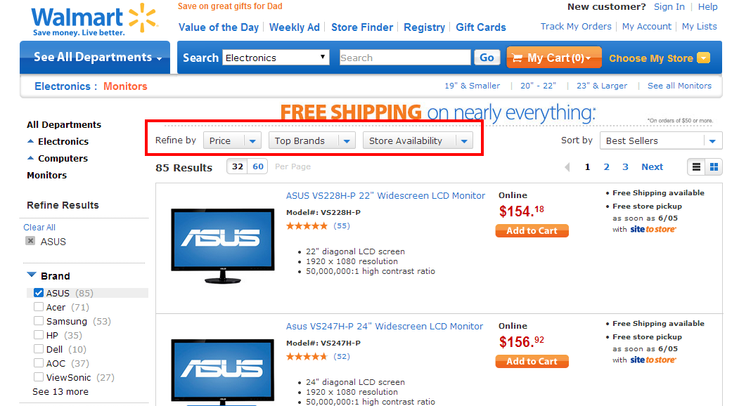 walmart - What is Faceted Search and Navigation? 14 Tips & 24 Examples