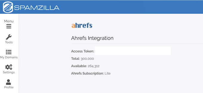 Intégration Ahrefs Spamzilla